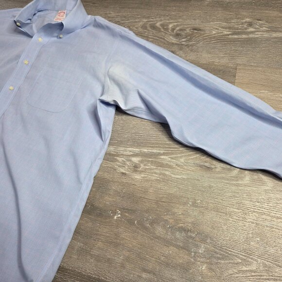 Brooks Brothers - Men's 16-33 Traditional Fit Blue Button-Down Dress Shirt - Picture 7 of 7